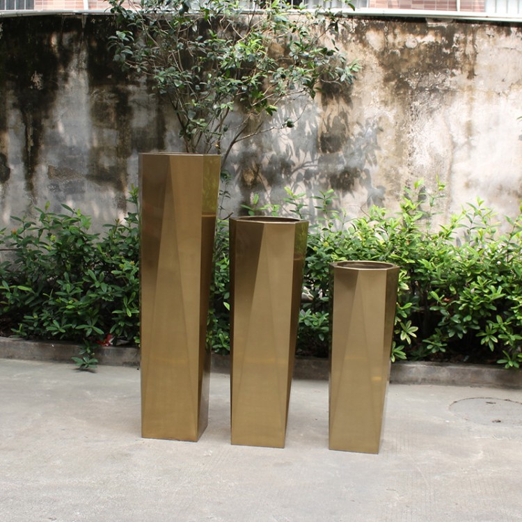 Luxury modern stainless steel planters and barrel mold flower pots