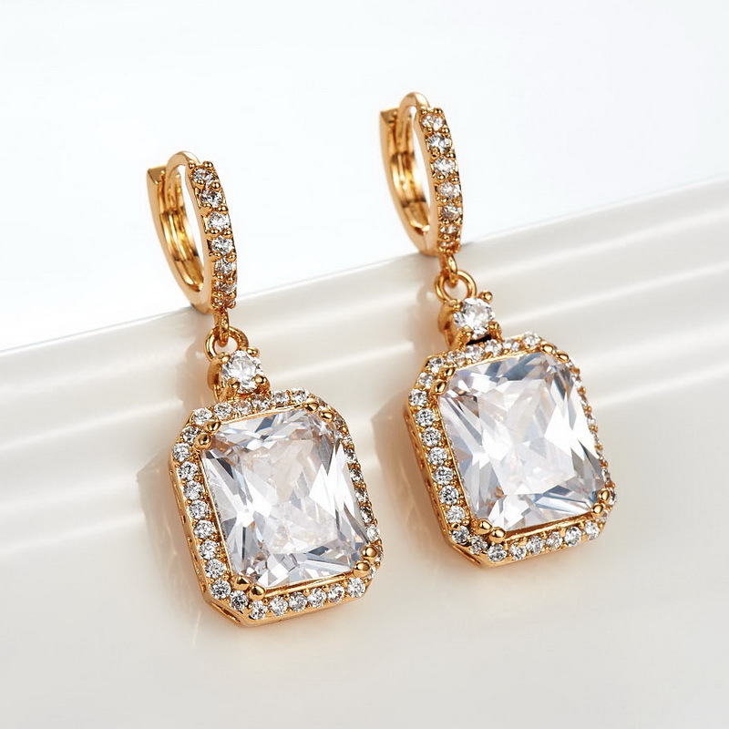 925 Sterling Silver Material Type Top Sales White Gold Plated Dangle Bridal Earrings