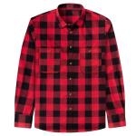 Couple Men′s Flannel Checked Shirt Buckle Ordinary Fitted Long-Sleeved Casual