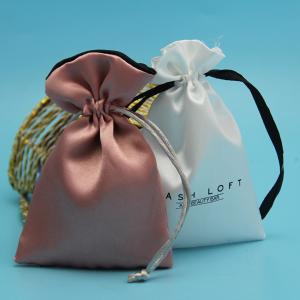 Quality Rose Gold Silk Satin Crystal Aura Packaging Drawstring Bag wholesale