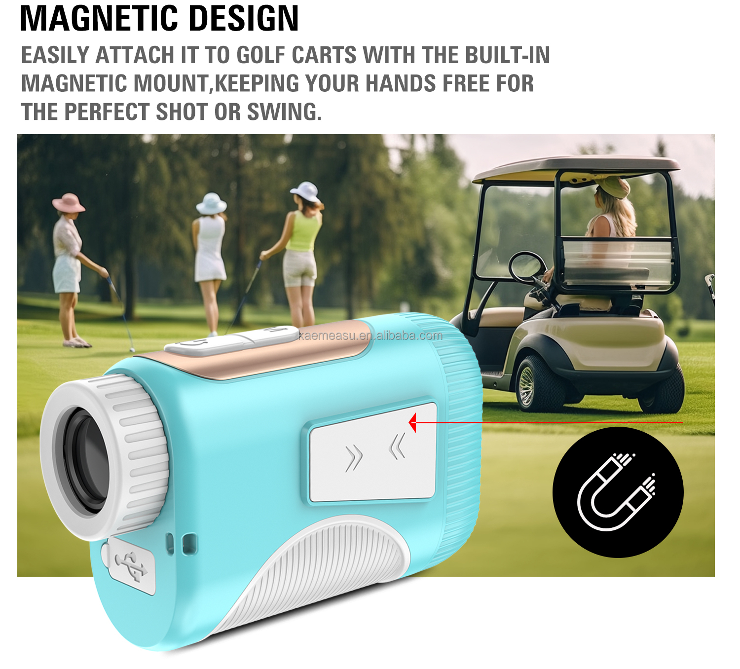 Rechargeable Battery Powered 1200m Golf Laser Rangefinder 6.55X Magnification Industrial Grade OEM 92*58*35mm