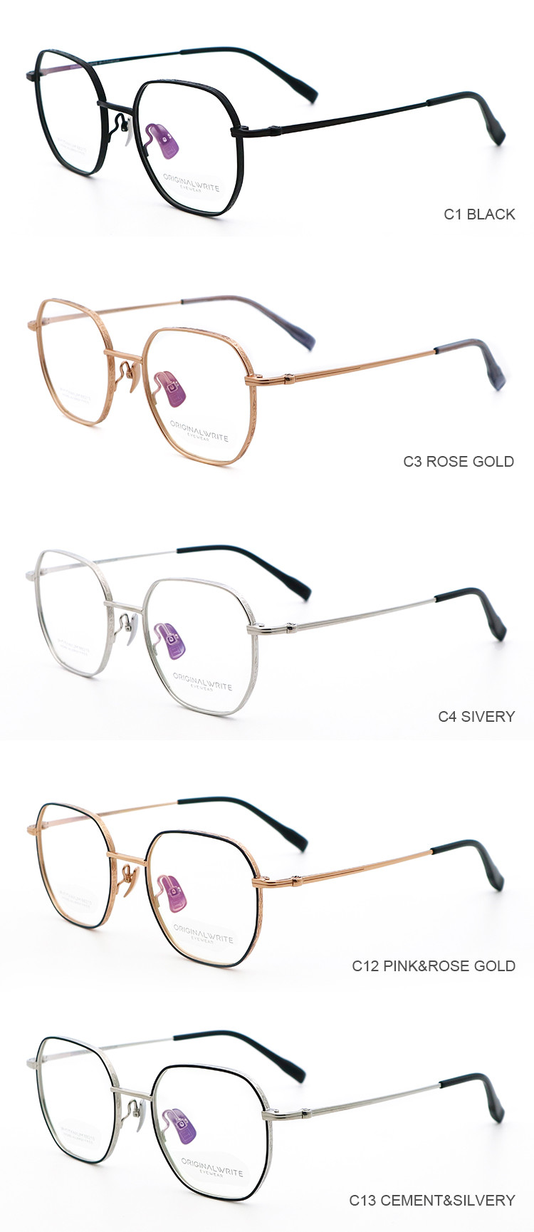 IP Plating Adjustable Pure Titanium Glasses Frames For Women Men