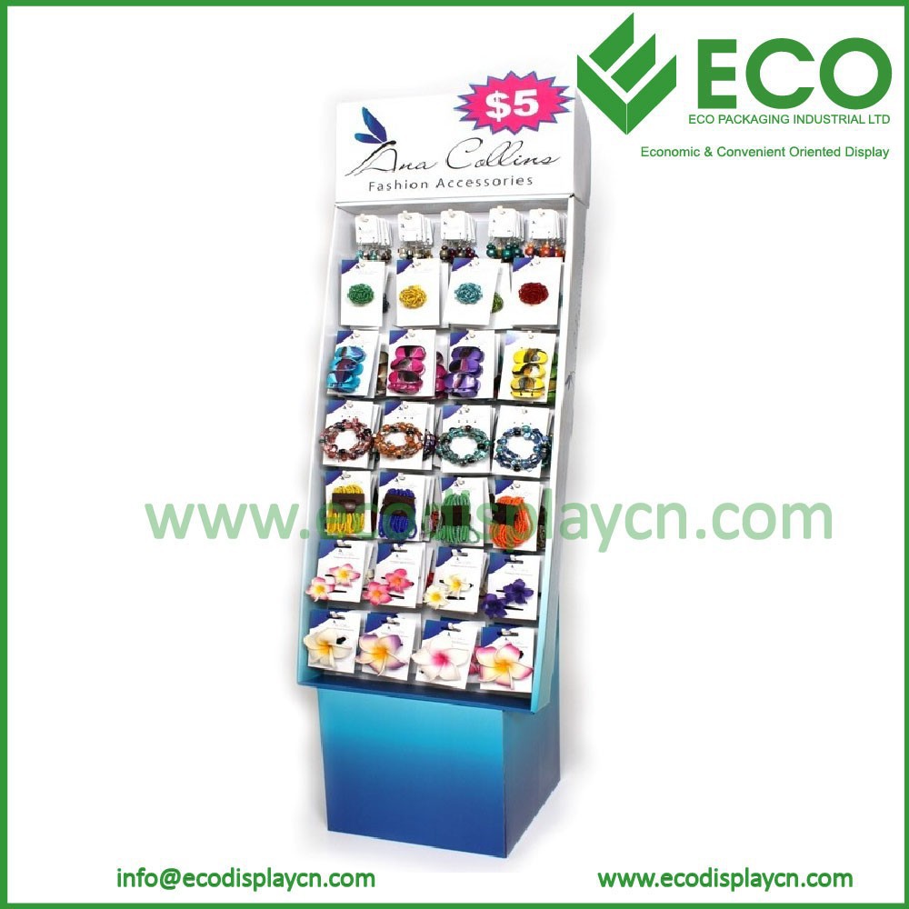 Cardboard Display With Peg Hooks, Retail Cardboard Hook Display For Beauties Jewery