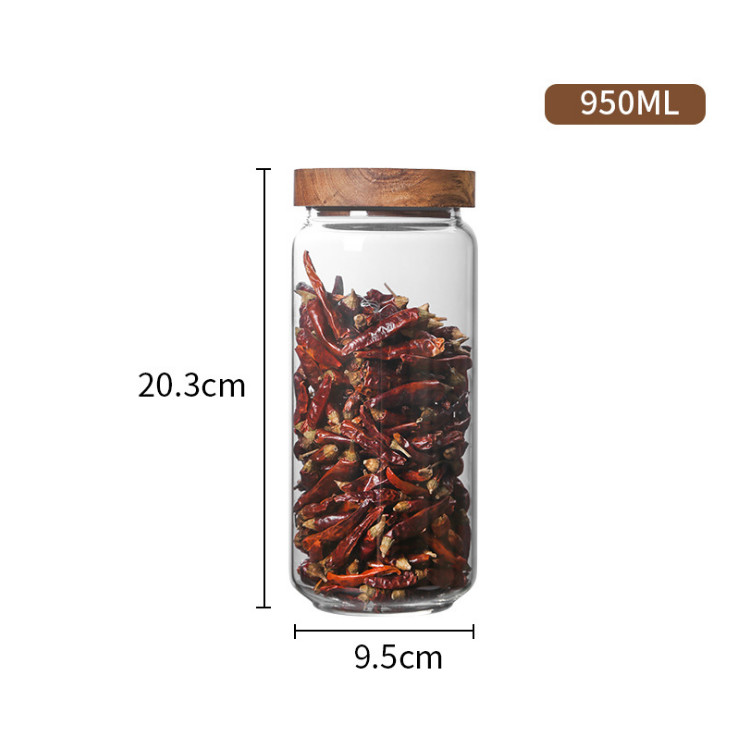0.4L 0.5L Clear Glass Kitchen Canisters With Wooden Lids Engraving LOGO
