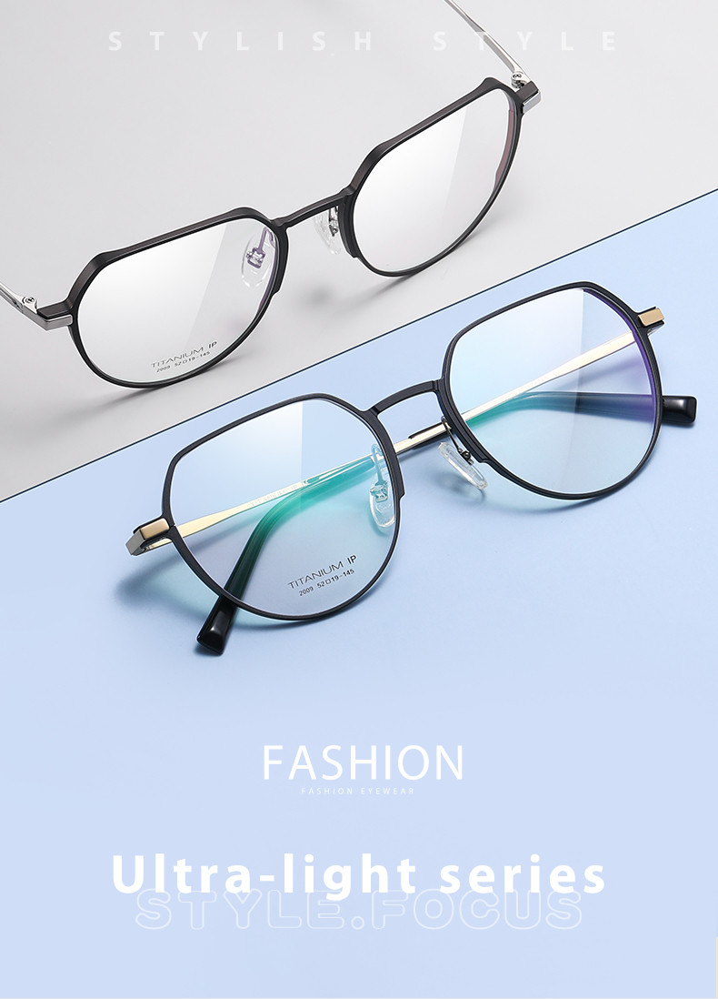 Aluminum Magnesium Titanium Frame Glasses , Custom Lens Round Prescription Glasses