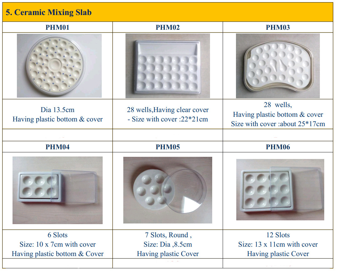 Plastic Bottom & Cover Dental Lab Supplies 12 Slots Ceramic Mixing Plate