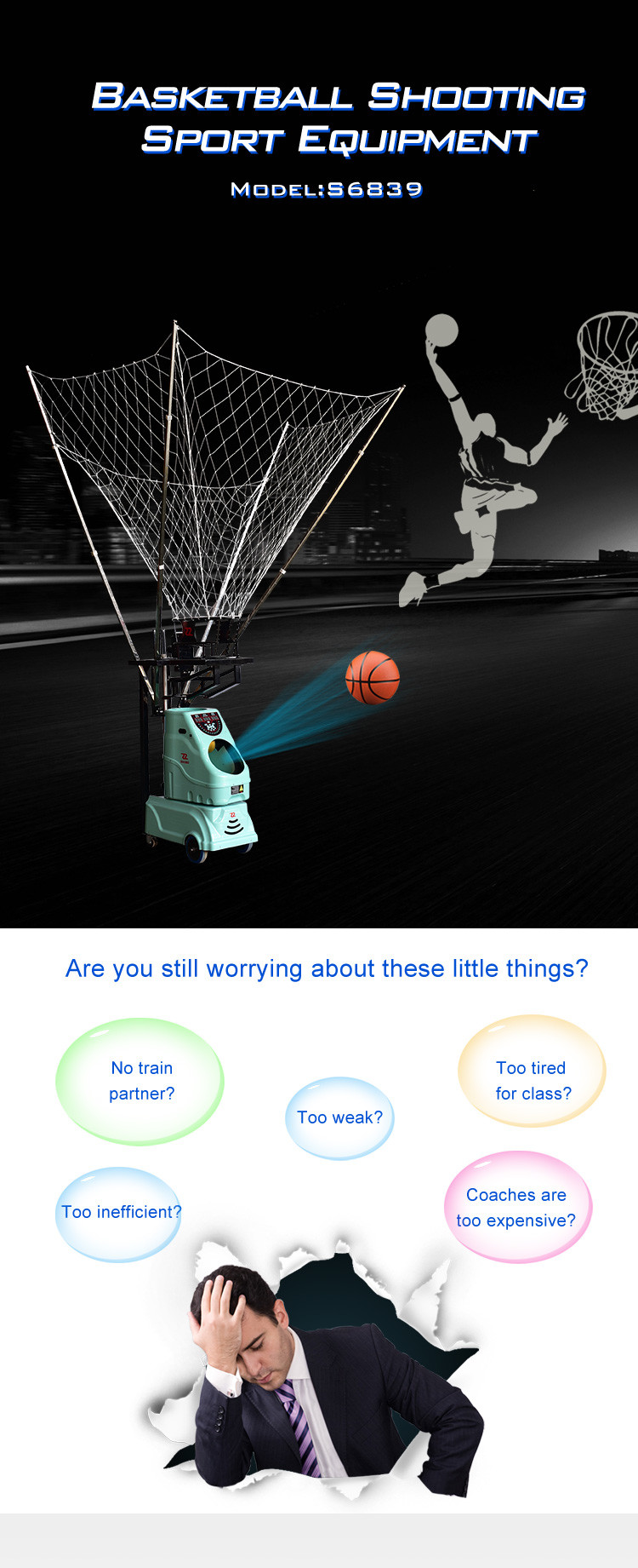 Siboasi 2 Sec/Ball Basketball Shot Trainer Machine , Basketball Arc Trainer