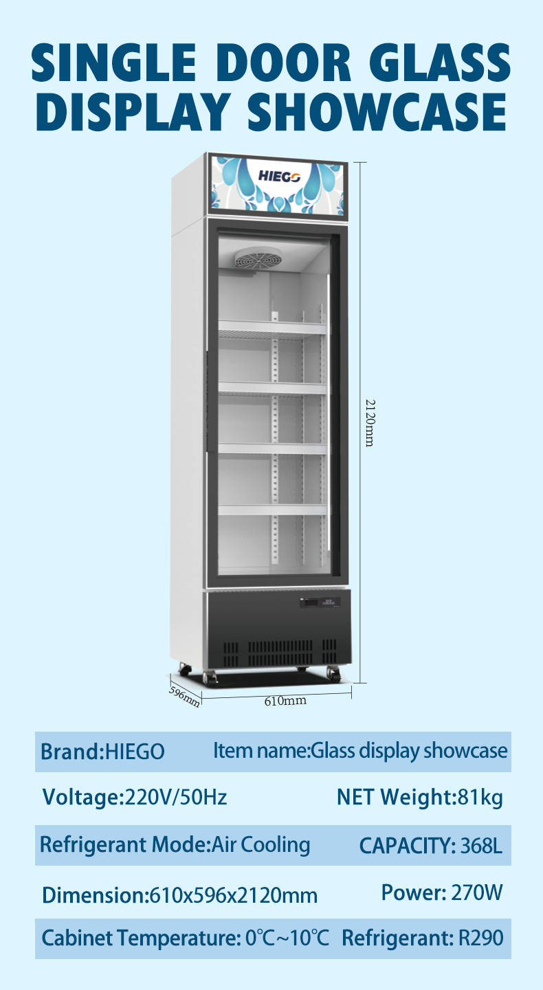 Air Cooling Upright 2 Glass Door Display Chiller 800L Digital Temperature Control