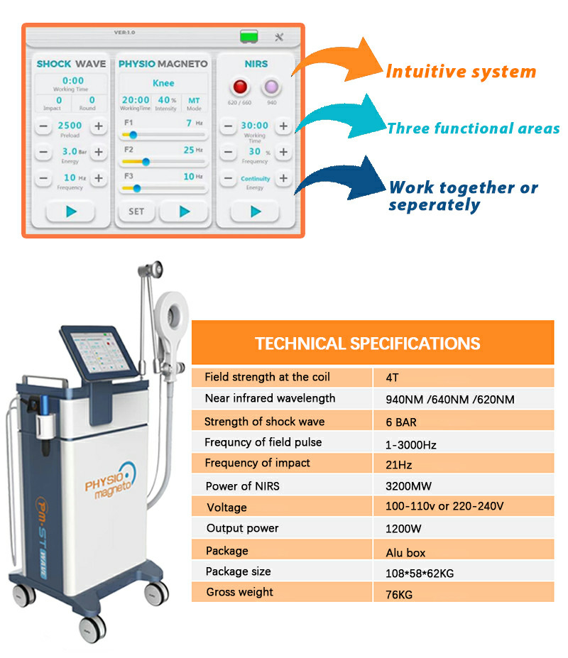 3 In 1 Physical Therapy Machine For ED Magnetic Therapy Machine+Infrared +Shockwave Therapy Machine