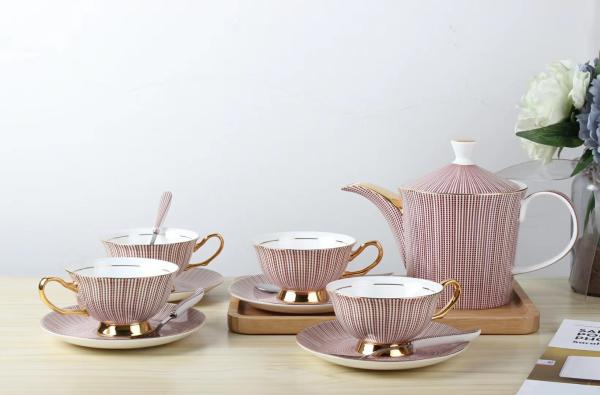 Chinese factory European Vintage Tea Cup Kettle Saucer Set Delicate Bone china
