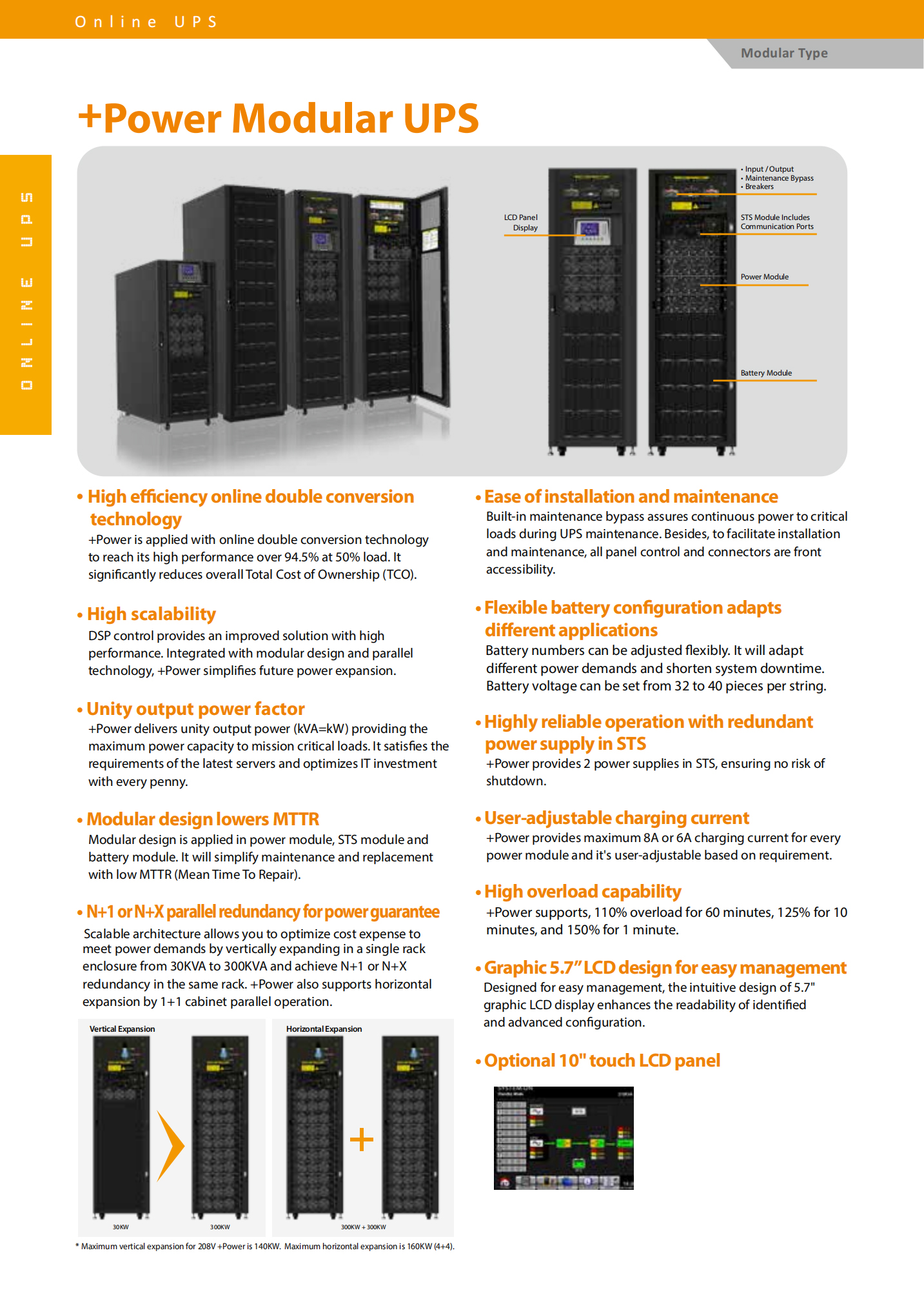 Telecommunications Visench Power 30U-90HV 90KW Modular 90KVA 90000VA 90000W PF 0.99 Online UPS