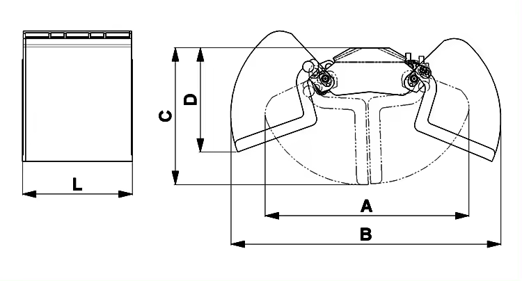 New Excavator Hydraulic Rotary Clamshell Bucket Grab Bucket Two Shells Horizontal Cylinders