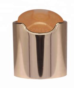 Quality Cosmetic Aluminum Gold Disc Top , K901-5 Nonspill Flip Top Bottle Lids wholesale