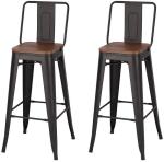Industrial Vintage Bar Stools With Backs / Commercial Metal Bar Stools