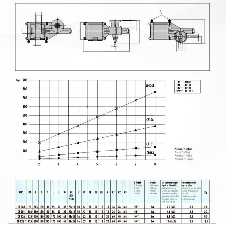 Italy WAM Accessories Pneumatic Actuator Cylinder for Concrete Batching Plant CP101/CP126/CP063