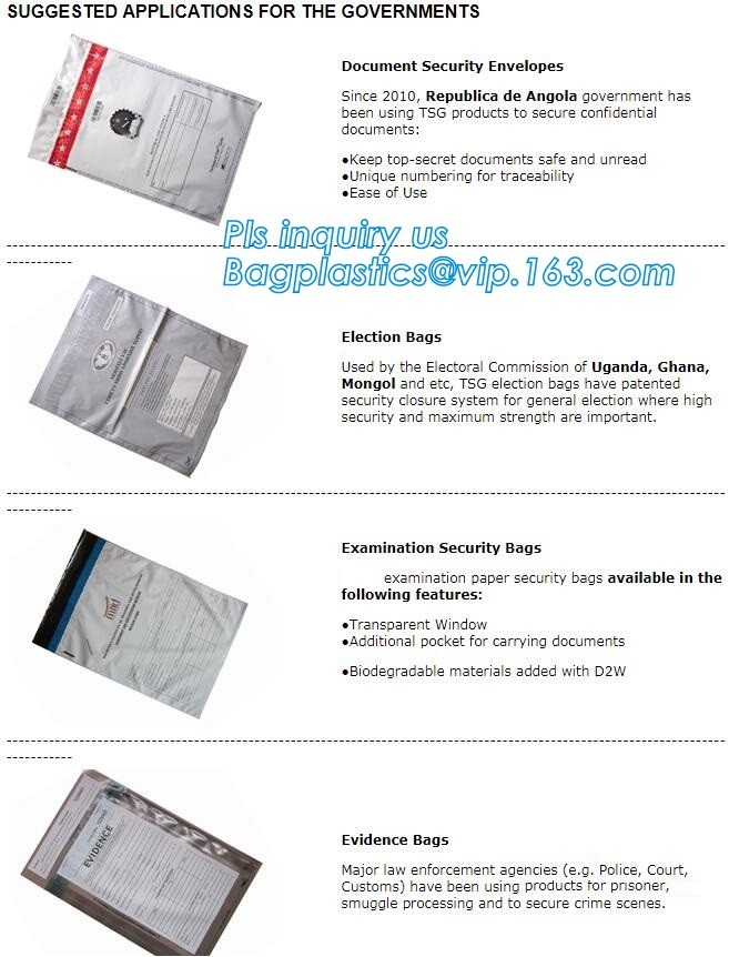 Opaque Tamper Evident Sealing Plastic Bank Money Steb Security Bag / Custom Self Adhesive Plastic Courier Bag, bagease