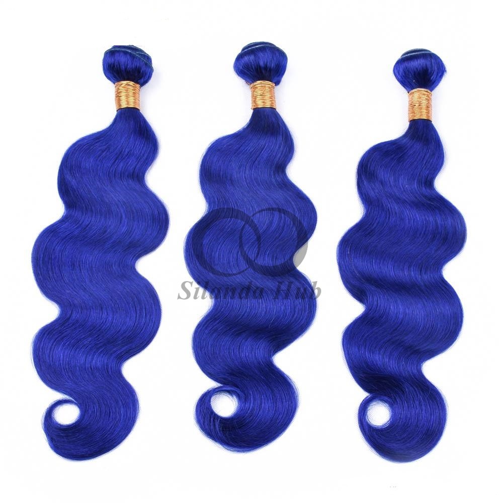 Blue Body Wave Remy Human Hair Bundles Sew In Weave Bundles Brazilian Bundle Deals
