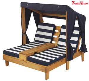 Quality Wooden Outdoor Double Chaise Lounge , Backyard Lounge Chairs Weather Resistant wholesale
