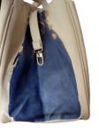Dark Blue Jean Fabric Shopping Bag, Printed Canvas Shopper Bags With Metal Link