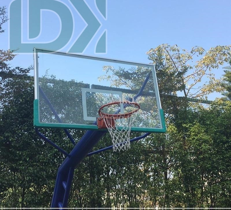 Outdoor Basketball Stand With Tempered Glass Backboard Inground Baketball Hoop
