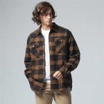 Men Flannel Plaid Shirt Cotton-Padded Thermal Shirts Mens Sports Shirts Fall