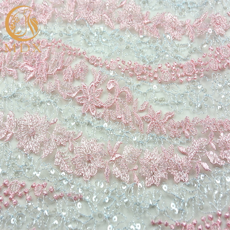 Glitter Sequin Lace Material Custom Pattern Evening Dress Lace