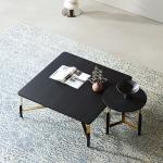 Rectangle SS Coffee Table Luxury Marble Top Gold Metal Base