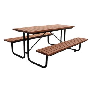 Quality Steel And HDPE Recycle Plastic Wooden Outdoor Park Picnic Table 8 Seats Composite Slat Park Bench wholesale