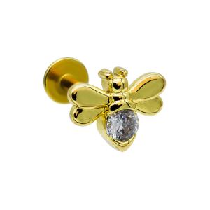 Quality Cute Bee Design 316L Surgical Steel Labret Stud With Shiny Crystals wholesale