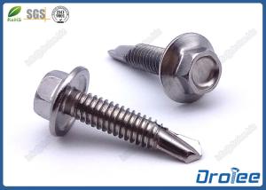 410 Stainless Steel Tek Screws, Passivated,  Hex Flange Washer Head