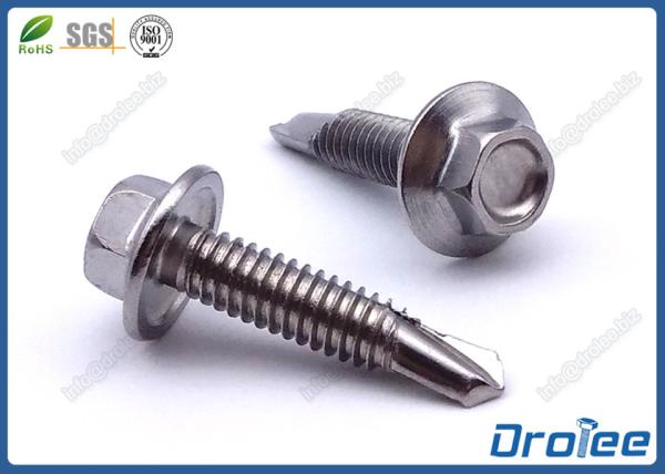 Cheap 410 Stainless Steel Tek Screws, Passivated,  Hex Flange Washer Head for sale