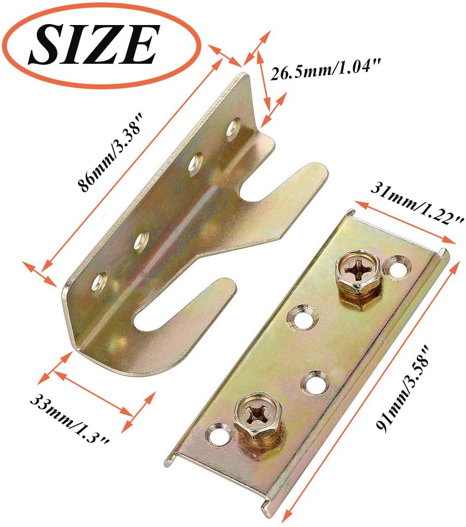 0.52kg Wooden Bed Rail Hooks Durable Hardware for Home Furniture Improvement Projects