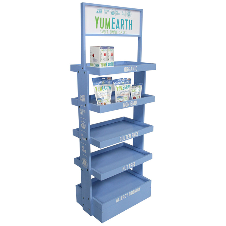 4 layer Wooden beverage floor Display stand for retail store or grocery