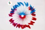 Dyed Pattern Party Decoration Stripped Coque Feather Flower Fan With Wire