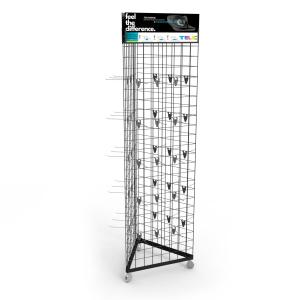 Quality Triangle Mobile Display Stand Gridwall Display Rack With Wheels wholesale