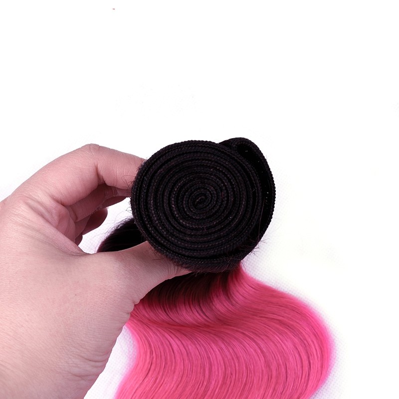 #T1B/Pink Body Wave Remy Human Hair Bundles Sew In Weave Bundles Brazilian Bundle Deals