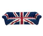 Chesterfield Denim Fabric Couch Union Jack Button Tufted Sofa