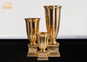 Quality Gold Leafed Fiberglass Table Vases Homewares Decorative Items Trumpet Floor Vases wholesale