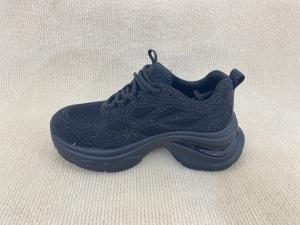 Quality Comfort Black Rhinestone Sneakers Breathable Upper Blinged Out Sneakers wholesale