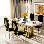 Contemporary Marble Dining Tables With Stainless Steel Frames For Sale