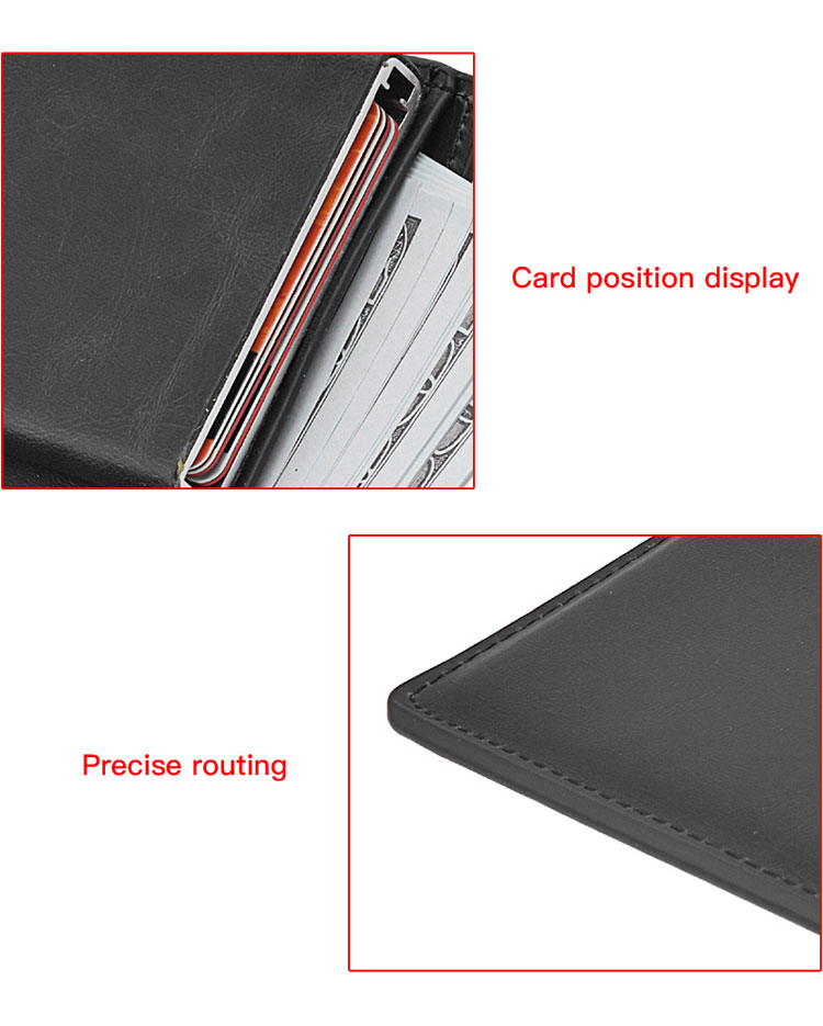 PU Leather Pop Up Rfid Push Slim Minimalist Metal Business Credit Id Wallet For Men With Gift Box Card Holder