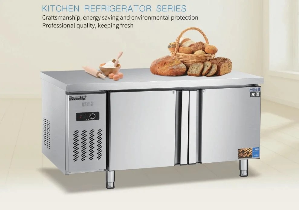 Stainless Steel Refrigerant R600A Commercial Refrigerator With 2 Glass Door