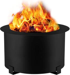 Quality Carbon Steel 21.5 Inch Portable Smoke Free Fire Pit For Picnic Camping Backyard Black wholesale
