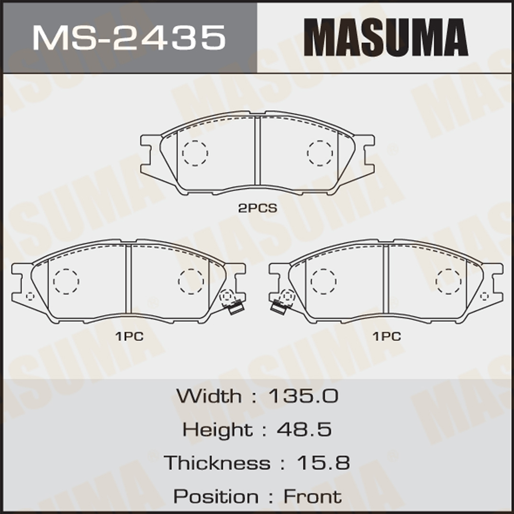 MS-2435N MASUMA Auto Brake Systems Replacement Front Brake Pads 41060-6N000 ASV40L