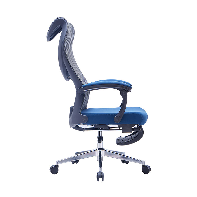 Black And Blue Fabric Mesh Comfortable Executive Office Chair With Armrest