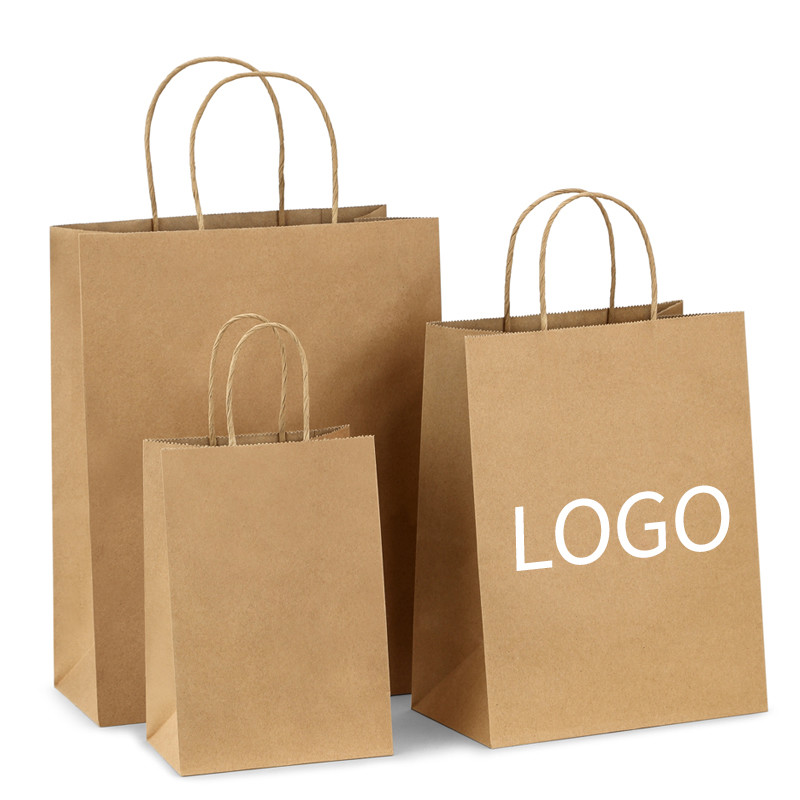 8 Color Flexo Printing Craft Paper Bag Paper Twist Rope For Shopping / Gift / Restaurant