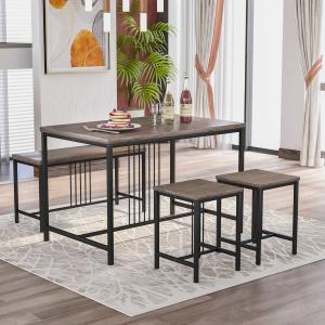 Quality 43.3“L Wooden Dining Room Table And Chair Set With 1 Bench 2 Stools wholesale