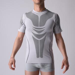 Quality T-shirt seamless short sleeve for men, stretch tight compression Gym shirt plain XLSS003 wholesale