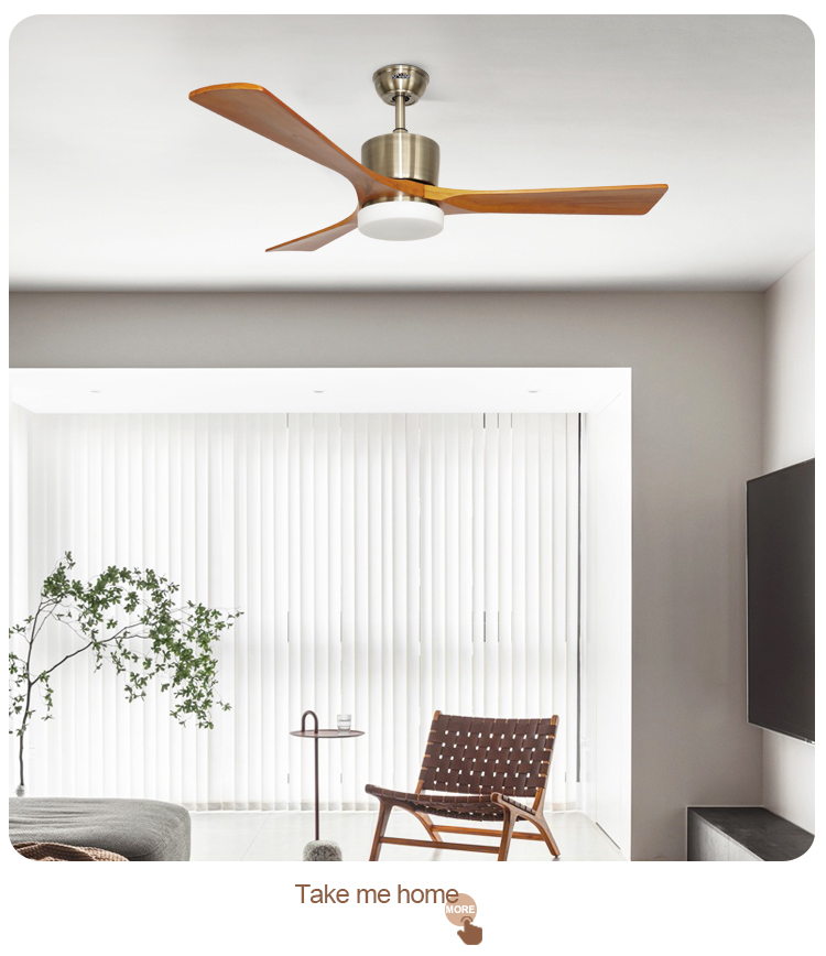 52 Inches Solid Wooden Ceiling Fan with Light and Smart Remote Smart Lighting Solutions