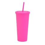 22 Ounces Colorful Iced Coffee Travel Mug With Straw Personalized Plastic